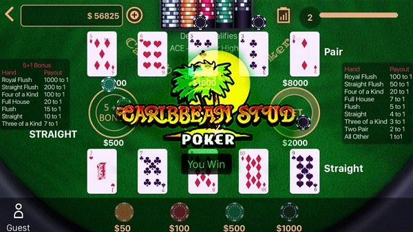 Caribbean Stud Poker – เวอร์ชั่นพิเศษสุดของโป๊กเกอร์ที่คาสิโนคาสิโน